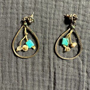 Beth Orduna Bronze & Turquoise Teardrop Earrings